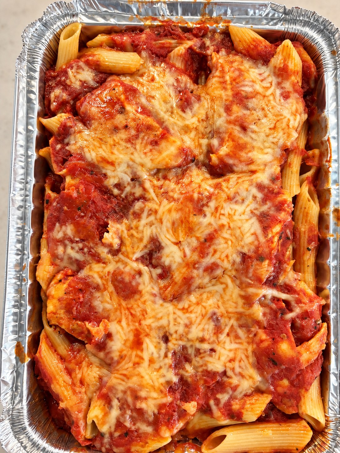 Chicken Parmesan with pasta