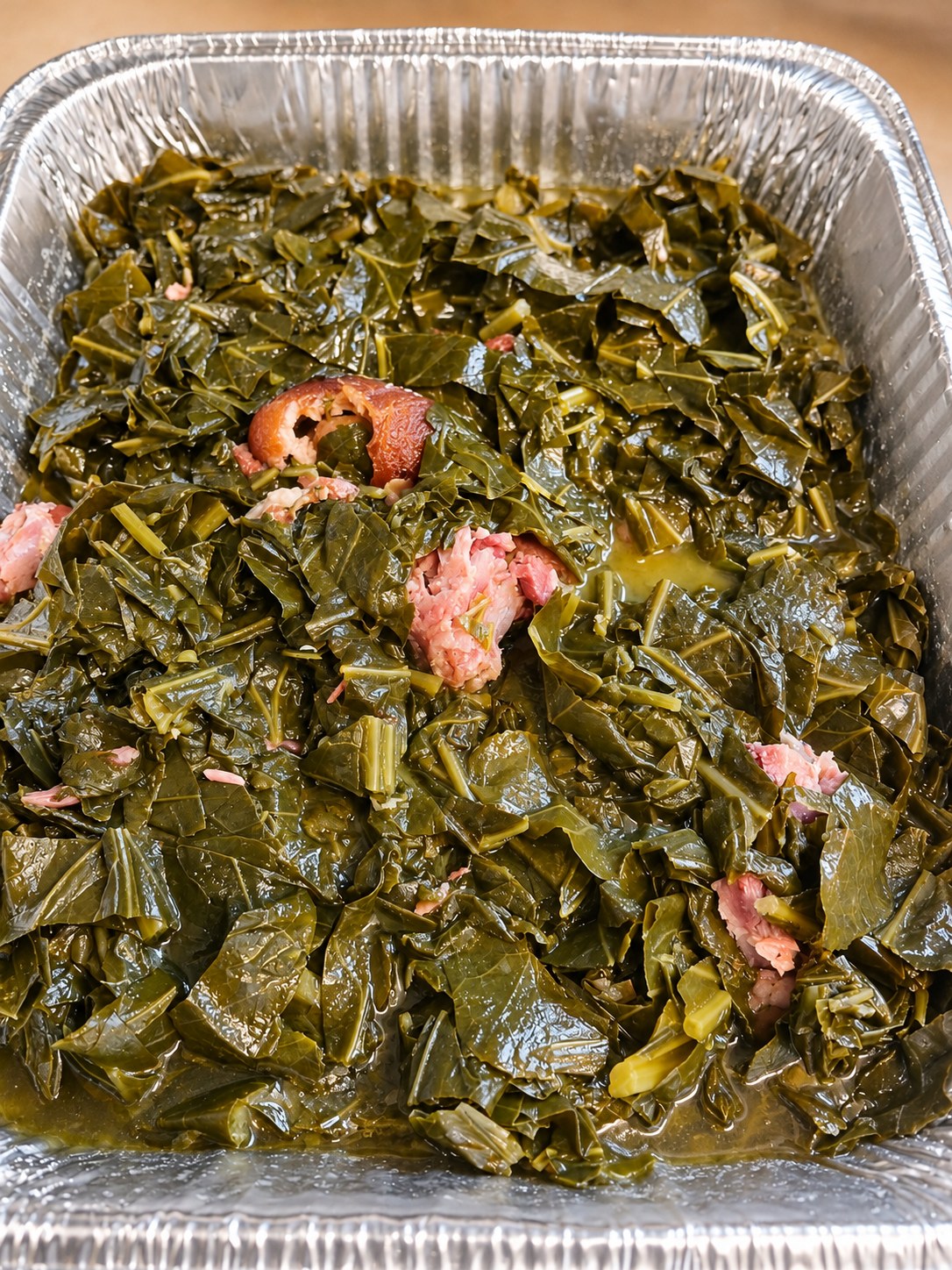 A pan of collard greens