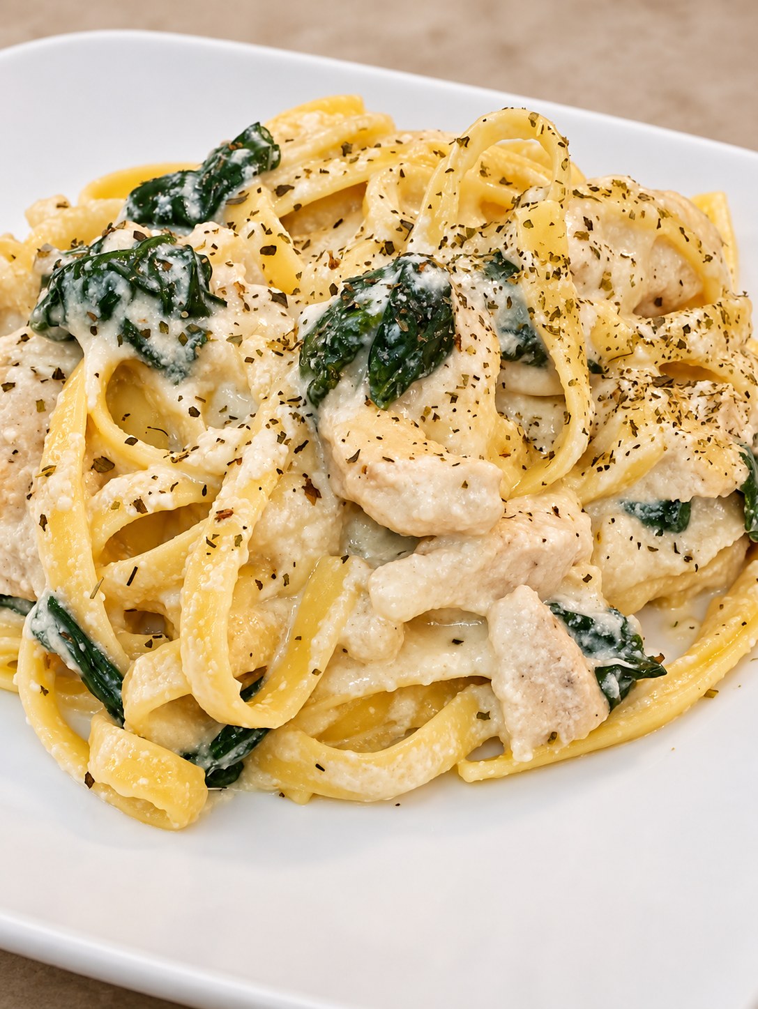Creamy pasta with vegetables
