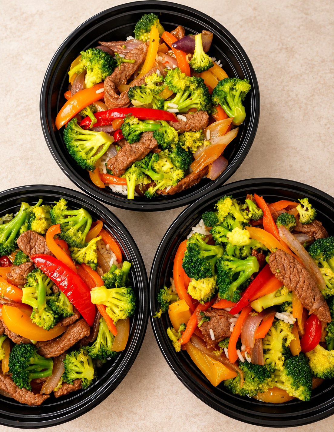 Colorful prepared meals with vegetables